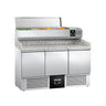 Pizzabord PREMIUM - 1400x700 mm - granitbordplade - med 3 døre - inkl. køleopsats - 6x GN 1/4