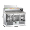 Pizzabord ECO - 1400x700 mm - granitbordplade - med 3 døre - inkl. køleopsats - 6x GN 1/4