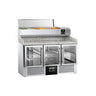 Pizzabord PREMIUM - 1400x700 mm - granitbordplade - med 3 døre - inkl. køleopsats - 6x GN 1/4