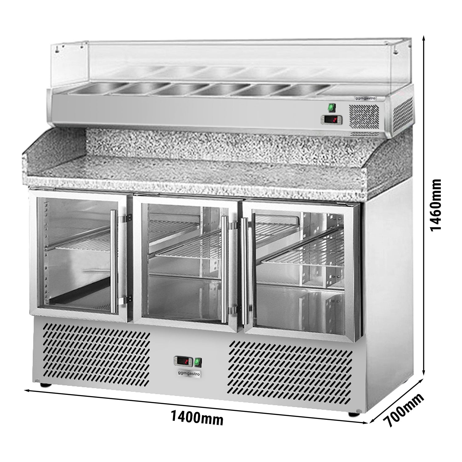 Pizzadisk PREMIUM 1,4 x 0,7 m - med 3 Glasdøre