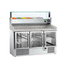 Pizzabord PREMIUM - 1400x700mm - med 3 Døre - inkl. Køleopsats - 6x GN 1/4