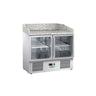 Saladette / Pizzabord ECO - 935x700mm - med 2 glasdøre og granitplade