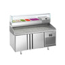 Pizzabord PREMIUM PLUS - 1490x700mm - med 2 Døre - inkl. Køleopsats - 6x GN 1/4