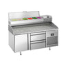 Pizzabord PREMIUM PLUS - 1490x700mm - med 1 Dør, 2 Skuffer inkl. Køleopsats til 6x GN 1/4