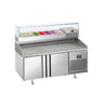Pizzabord PREMIUM PLUS - 1783x800mm - med 2 Døre og Køleopsats til 7x GN 1/4 Beholdere