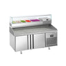 Pizzabord PREMIUM PLUS - 1783x800 mm - granitbordplade - med 2 døre - inkl. køleopsats med glasafdækning - 6x GN 1/3 - til 60x40 cm plader
