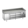 Pizzabord PREMIUM PLUS - 1980x700mm - med 1 Dør og 6 Skuffer