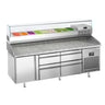 Pizzabord PREMIUM PLUS - 1980x700mm - med 1 Dør, 4 Skuffer inkl. Køleopsats til 9x GN 1/4