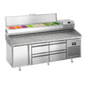 Pizzabord PREMIUM PLUS - 1980x700mm - med 1 Dør, 4 Skuffer inkl. Køleopsats til 9x GN 1/4