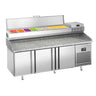 Pizzabord PREMIUM PLUS - 1980x700mm - med 3 Døre - inkl. Køleopsats - 9x GN 1/4