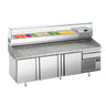 Pizzabord PREMIUM PLUS - 2305x800mm - med 3 Døre - inkl. Køleopsats - 10x GN 1/3