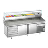 Pizzabord PREMIUM PLUS - 2305x800mm - med 2 Døre og 7 Neutrale Skuffer - inkl. Køleopsats - 10x GN 1/3