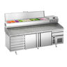Pizzabord PREMIUM PLUS - 2305x800mm - med 2 Døre, 7 Neutrale Skuffer og Køleopsats til 11x GN 1/4 Beholdere