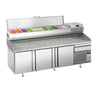 Pizzabord PREMIUM PLUS - 2305x800mm - med 3 Døre og Køleopsats til 11x GN 1/4 Beholdere