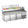 Pizzabord PREMIUM PLUS - 2305x800mm - med 3 Døre - inkl. Køleopsats - 10x GN 1/3