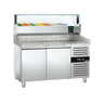Pizzabord PREMIUM - 1500x800 mm - granitbordplade - med 2 døre - inkl. køleopsats - 7x GN 1/4