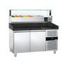 Pizzabord PREMIUM - 1500x800mm - med 2 Døre - inkl. Køleopsats LED - 7x GN 1/4