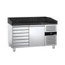 Pizzabord PREMIUM - 1500x800 mm - granitbordplade - med 1 dør og 7 skuffer