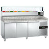 Pizzabord PREMIUM 2,0 x 0,8 m - med 3 Døre - inkl. Køleopsats LED - 9x GN 1/3