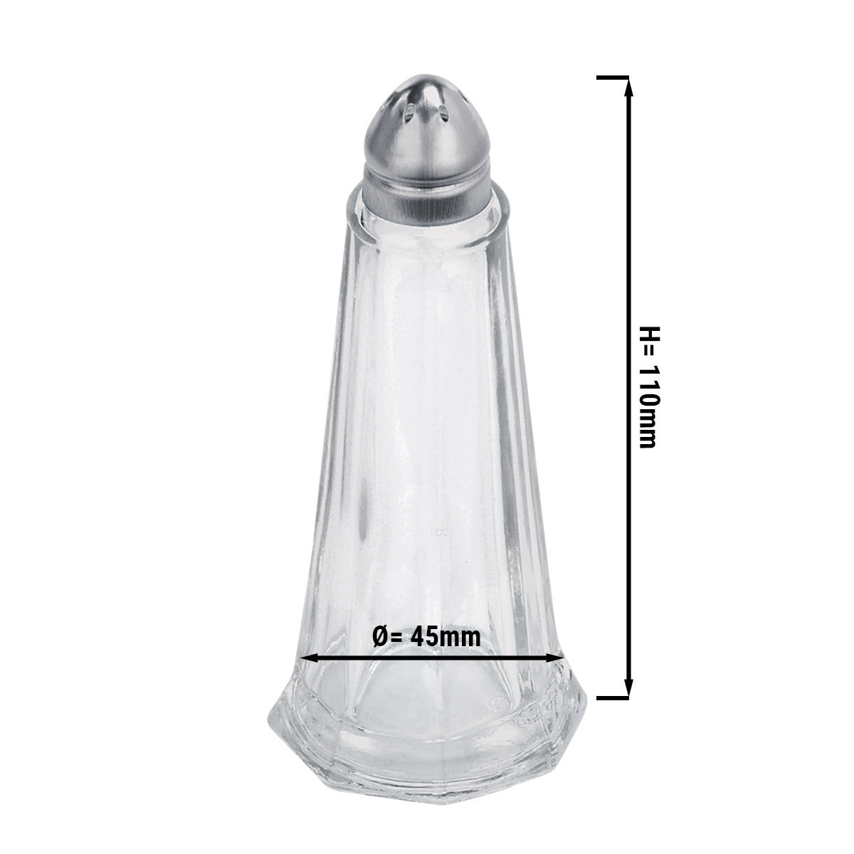 Peber-/ saltbøsse - glas - højde: 11 cm