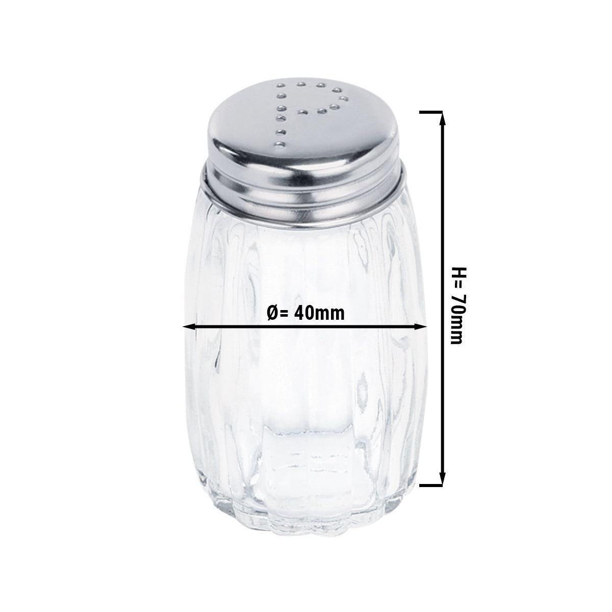 Peberbøsse - glas - højde: 70 mm