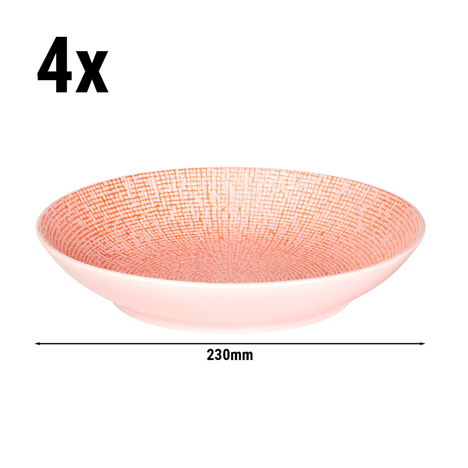 (4 stk.) CUBICAL - Pastatallerken - Ø 230 mm - Pink