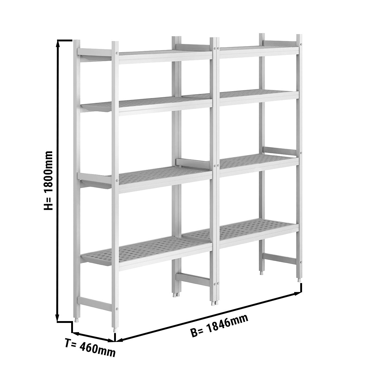 Hylde sæt af aluminium - dybde: 460 mm