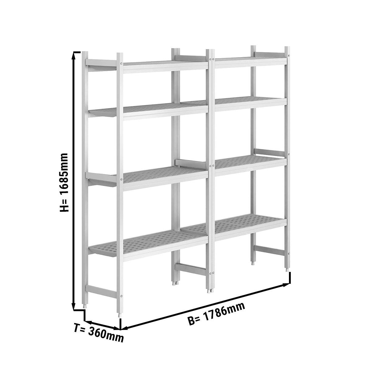 Hylde sæt af aluminium (anodiseret) - dybde: 360 mm