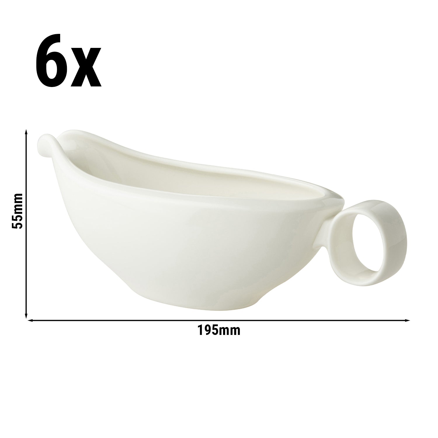 (1 Stück) LUX - Sauciere Maastricht - 25 cl - 19,5 x 8,5 cm - Elfenbein