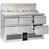 Saladette PREMIUM - 1368x700 mm - 6 skuffer - til 8x GN 1/6