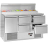 Saladette Mini ECO - 1365x700 mm - 1 dør og 4 skuffer - til 8x GN 1/6 GN-kantiner