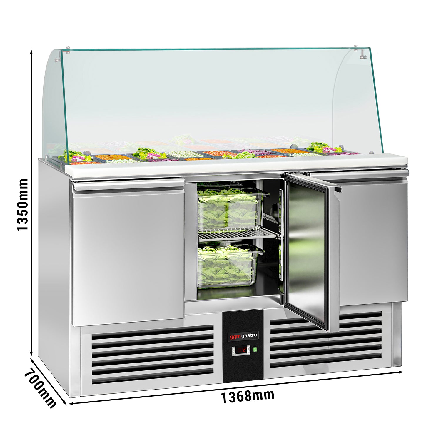 Saladette PREMIUM - 1,37 x 0,7 m - med 3 Døre