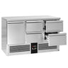 Kølebord PREMIUM - 1368x700 mm - 368 liter - statisk køling - med 1 døre - med 4 skuffer