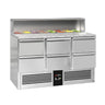 Saladette PREMIUM - 1,37 x 0,7 m - med 6 Skuffer 1/2 - med Opsats til 8x GN 1/6