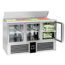 Saladette PREMIUM - 1370mm - 3 glasdøre - med indløb til 4x GN 1/1 & låg i rustfrit stål