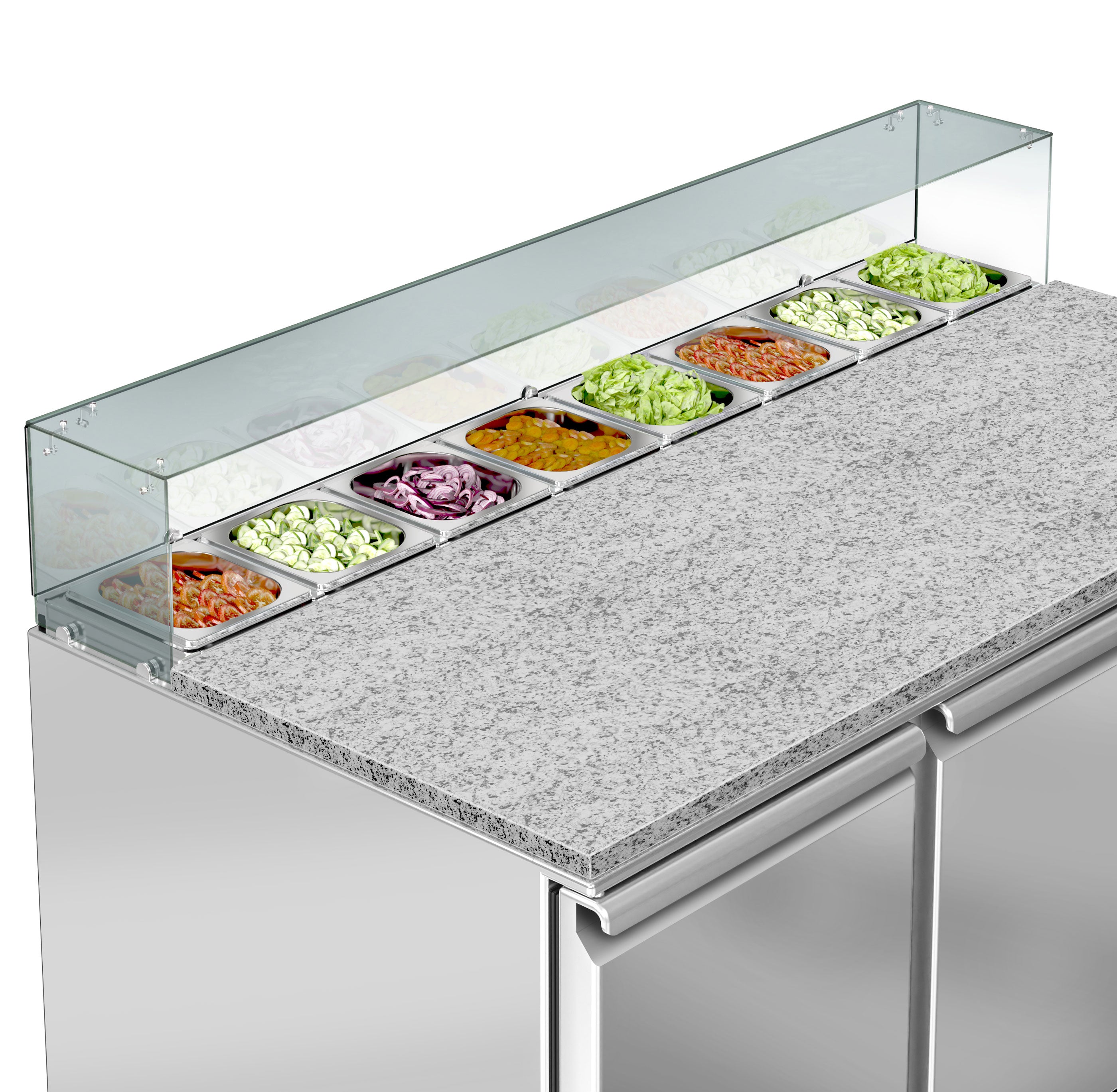 Saladette PREMIUM - 1,36 x 0,7 m - med 3 Døre