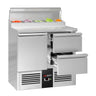 Saladette PREMIUM - 900x700 mm - 1 dør og 2 skuffer - til 5x GN 1/6 GN-kantiner