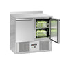 Saladette / Pizzabord ECO - 0,9 x 0,7 m - med 2 Døre og Bagkant
