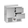 Kølebord ECO - 900x700 mm - 240 liter - statisk køling - med 1 dør - med 2 skuffer - Bagkant