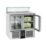 Saladette PREMIUM - 900 mm - 2 glasdøre - med lige glasoverdækning til 5x GN 1/6