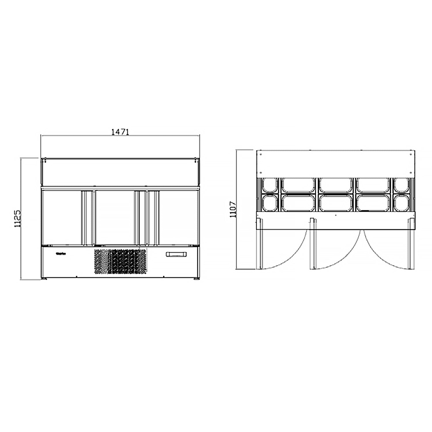 Saladette (GN) - med 3 døre