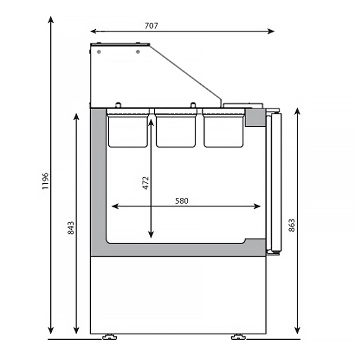 Saladette (GN) - 0,97 x 0,7 m - med 4 skuffer 1/2 & 1/3