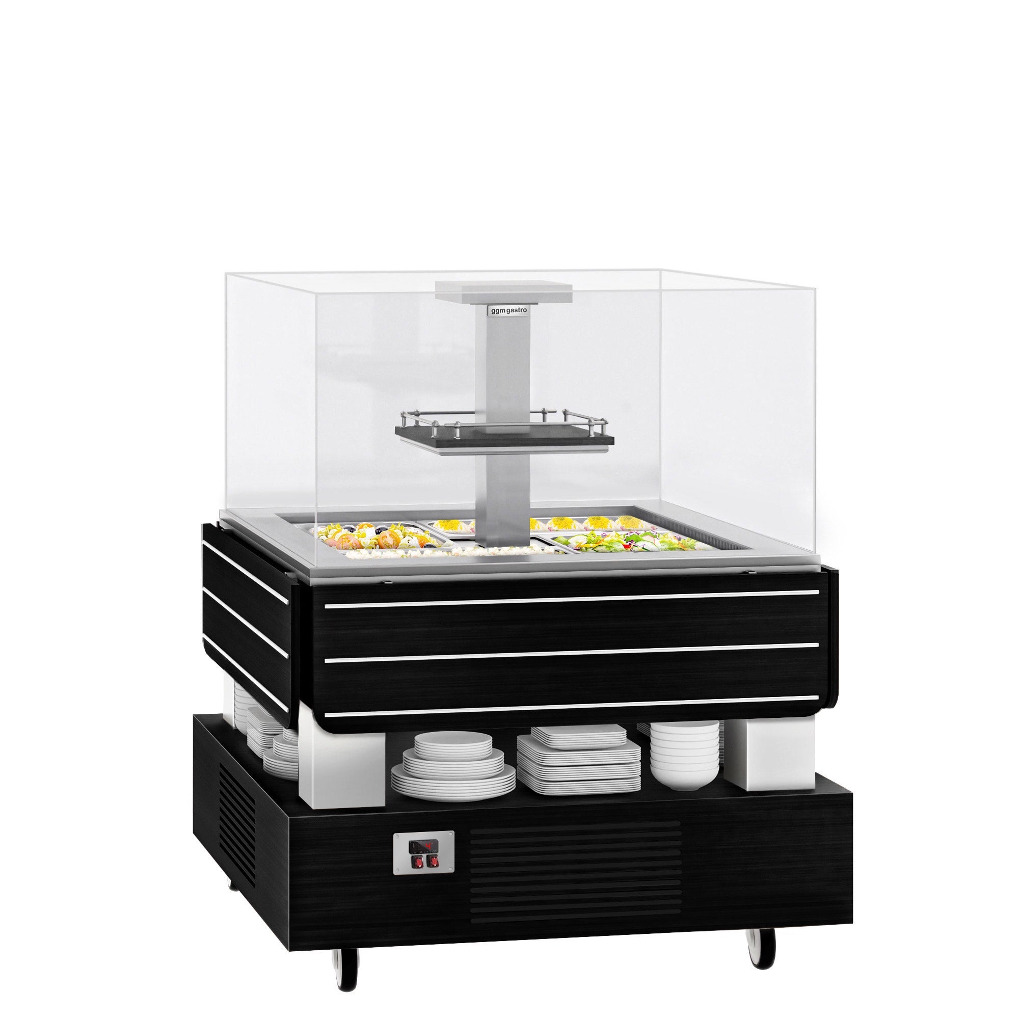 Salatbar/salatbuffet - 1600mm - med LED-belysning - til 4x GN 1/1