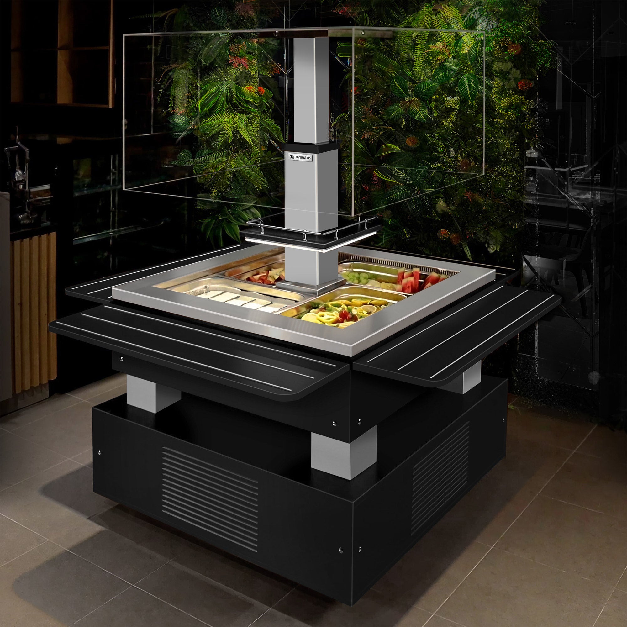 Salatbar/salatbuffet - 1600mm - med LED-belysning - til 4x GN 1/1