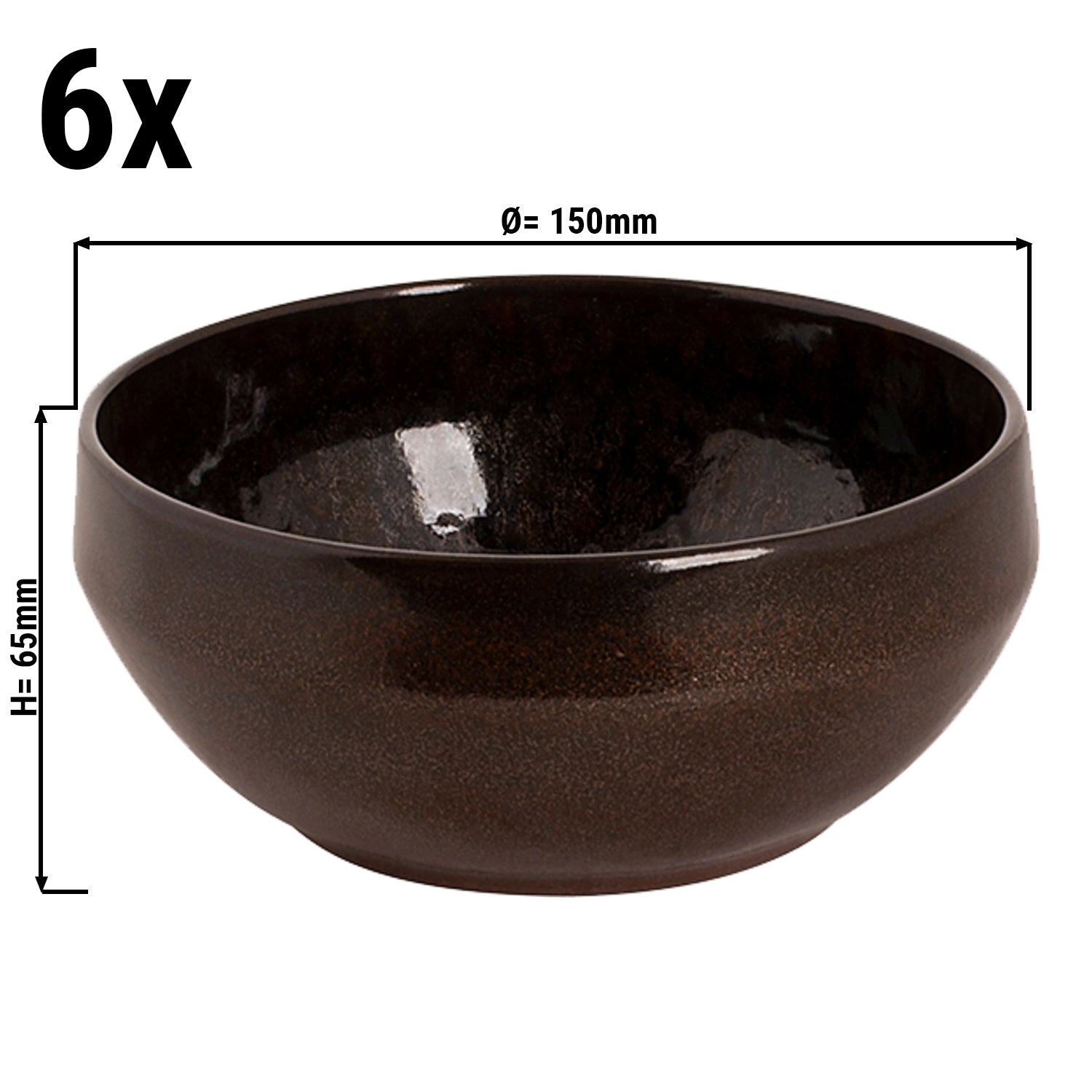 (6 stk.) BAMA COPPER - Skål - Ø 15 cm - Kobber