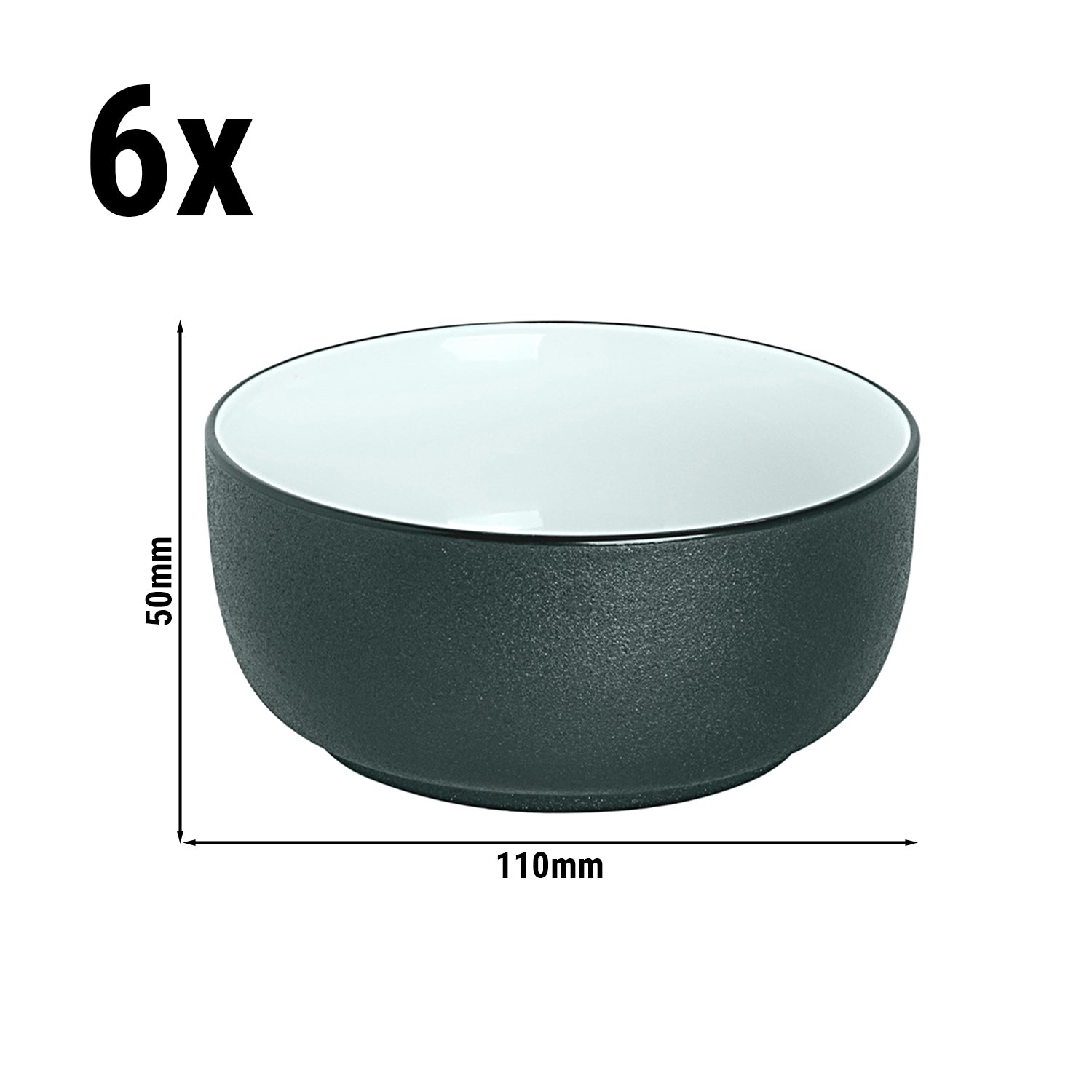 (6 stk.) COSMIC - Skål - 32 cl - Ø 110mm - Hvid / Sort