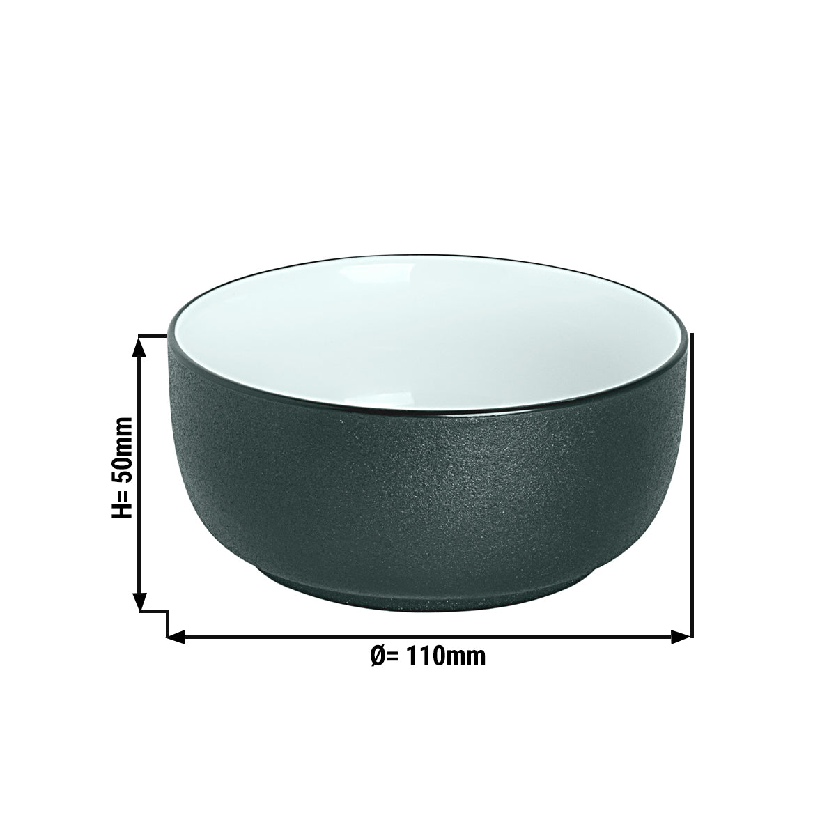 (12 stk.) Maastricht Cosmic Bowl - 32 cl - Ø 11 cm - Hvid / Sort