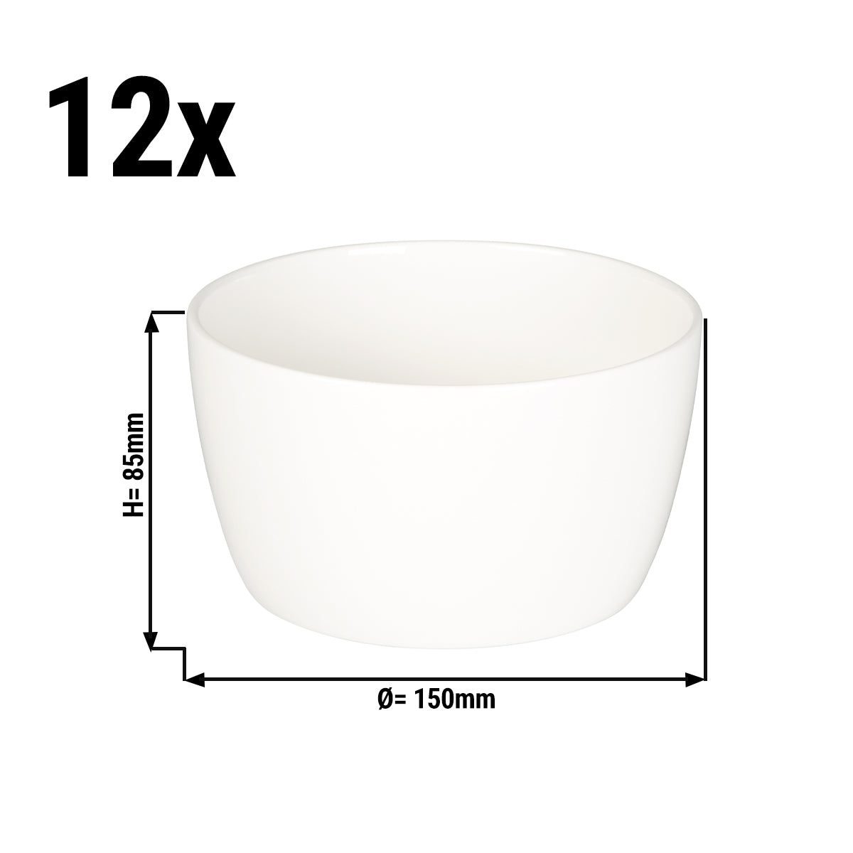 (12 stk.) Maastricht skål - 15 cl - Ø 15 cm - elfenbensfarvet