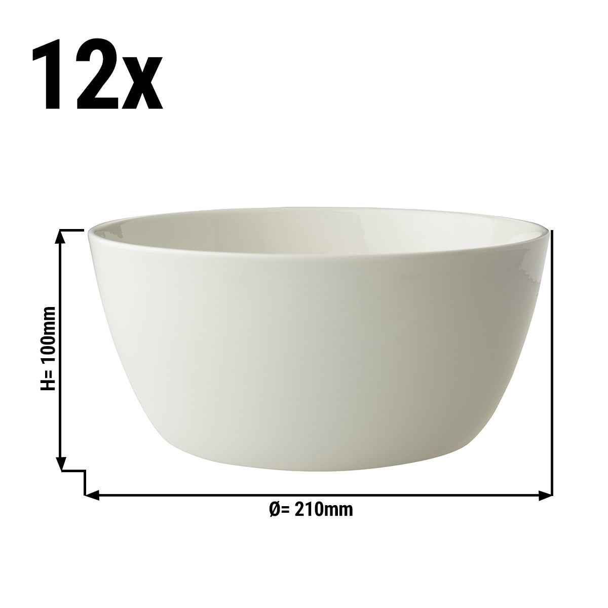 (12 stk.) Maastricht skål - 200 cl - Ø 21 cm - elfenbensfarvet