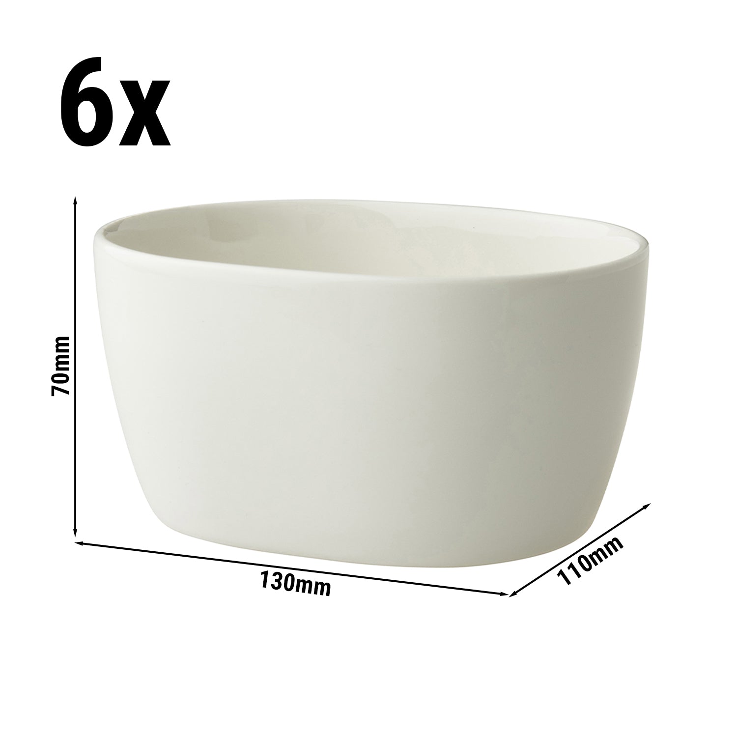 (6 stk.) LUX - Skål oval Maastricht - 100ml - 130x100mm - Elfenben